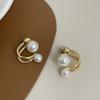 Korean metal pearl stud earrings niche C-shaped design earrings temperament simple high-end temperament earrings