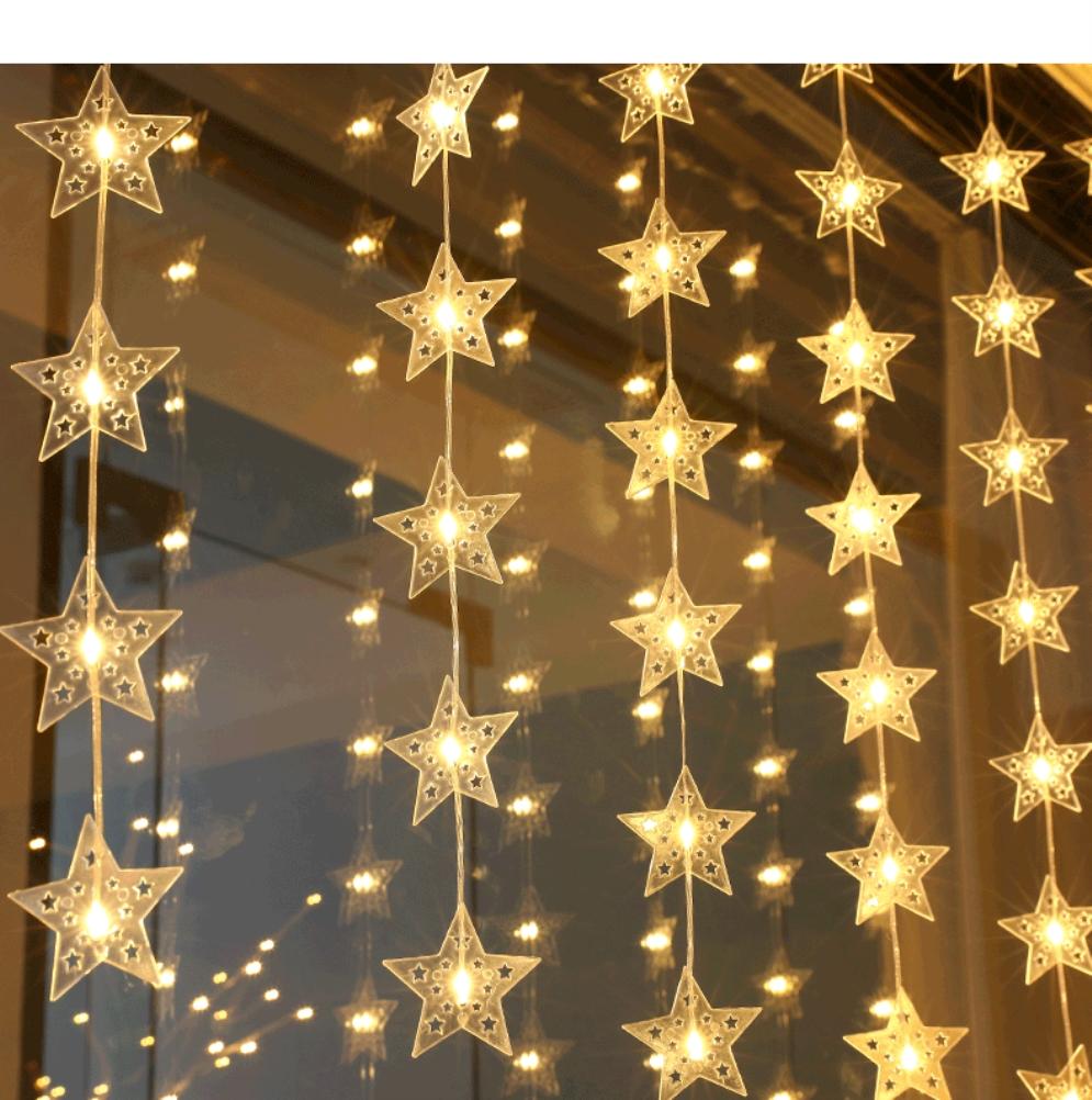 Märchenhafte Weihnachtsbeleuchtung LED Stern Lichterkette mit Fernbedienung für Innen Außen Party Hochzeit Feiertag