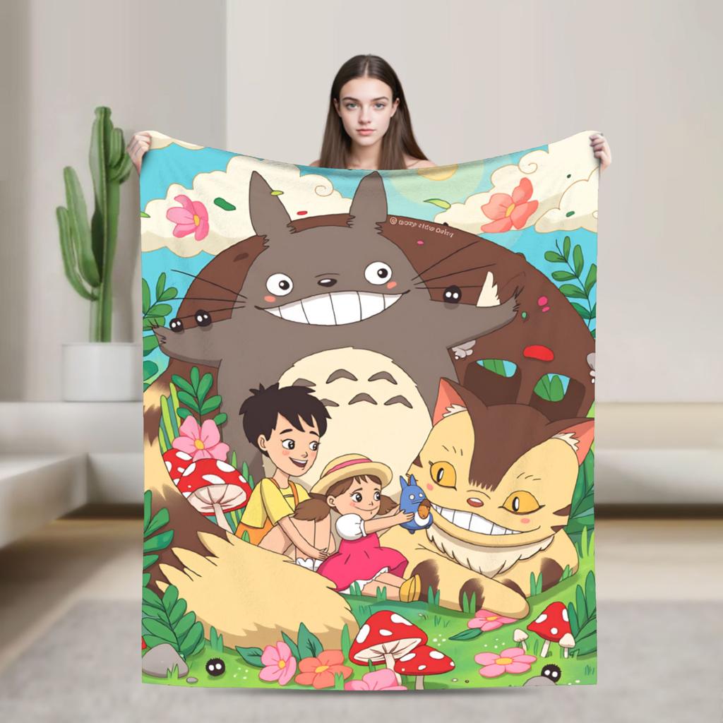 Traditional Nekobasu Japanese Blanket T-Totoros Travel Flannel Bedding Throws For Living Room Warm Bedspread Birthday Present