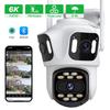 LS VISION External WiFi 6K HD IP Camera Three Screen Camera 4K Outdoor Dual Lens Auto Tracking Security PTZ Camera Surveillance iCsee