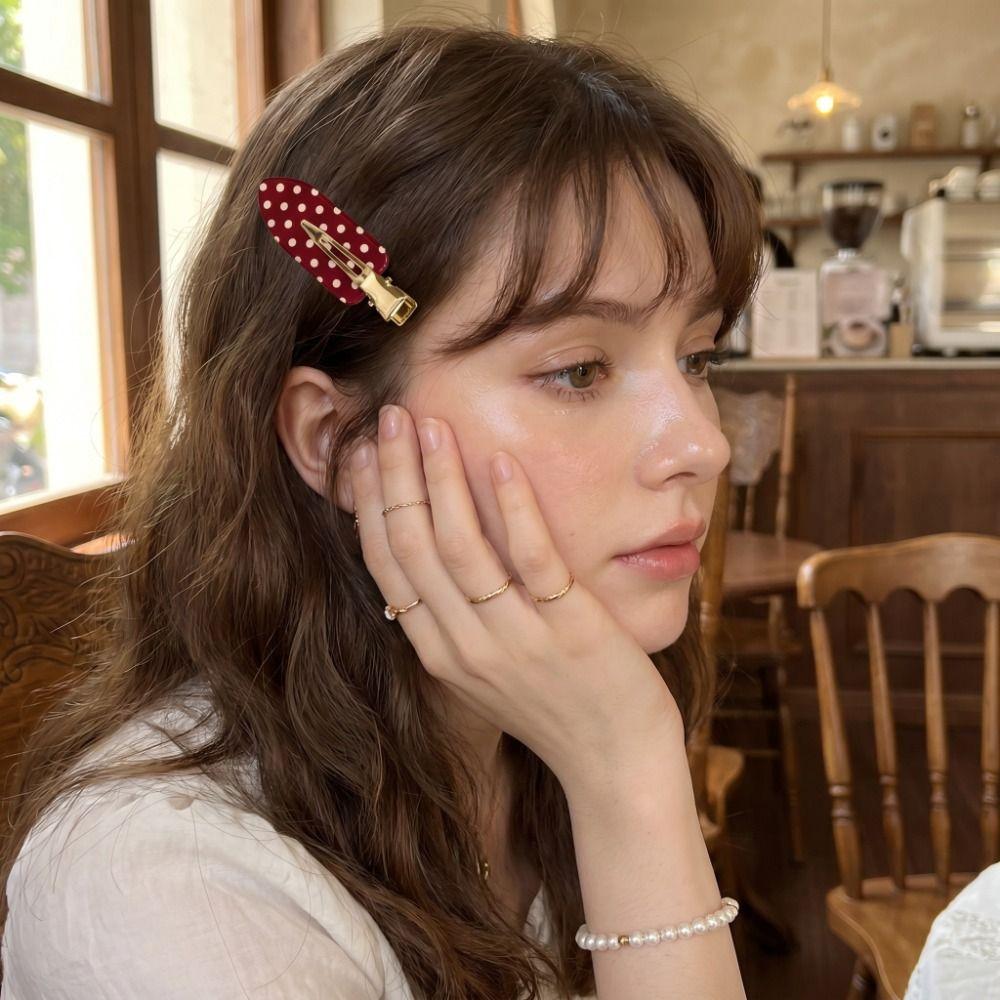 Black White Polka Dot Hair Clip Wave Point Side Clip Temperament Acetate Seamless Hairpin  Work