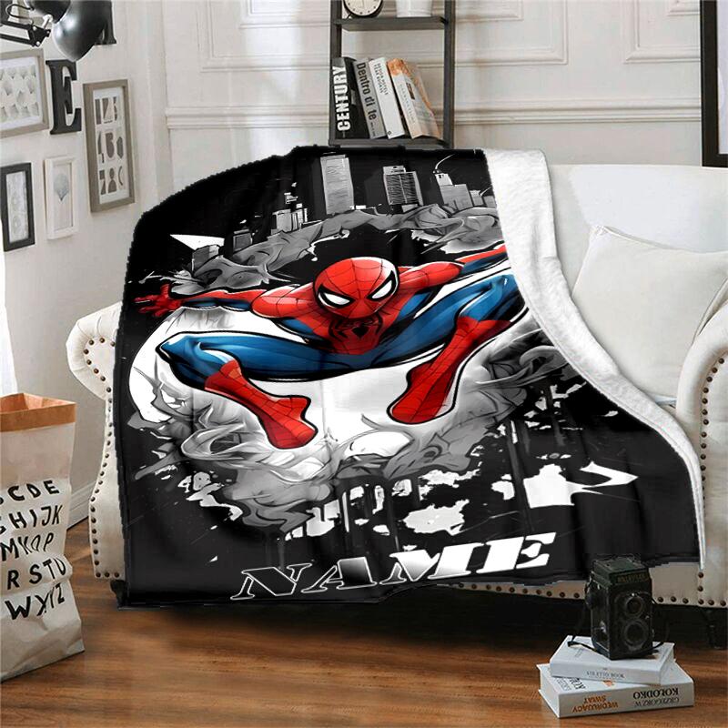 Customiz Name Personality Spider-Man Blanket Soft &Warm Sofa Office Bed Travel Lunch Break Blanket, Gift Suitable All Seasons