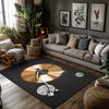 Goldener Schallplatten-Teppich, Schwarzer Musiknoten-Teppich für das Wohnzimmer, Weiche rutschfeste Sofamatte mit Bohemian-Dekor