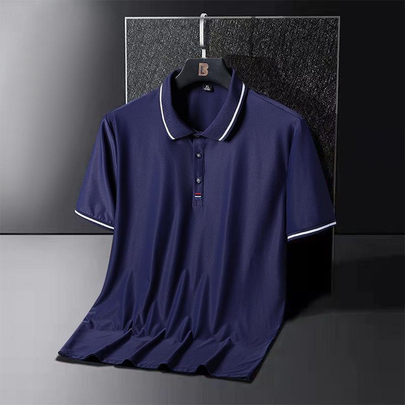 Polo Estiva in Seta Ghiaccio da Uomo Taglie Forti Polo a Maniche Corte T-shirt Mezza Manica per Uomo di Mezza Età
