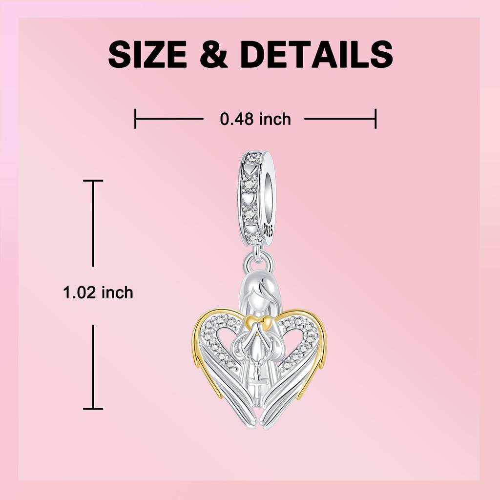 Copper Prayer Guardian Angel Pendant Cross Religion Charm Fit Original Charms Bracelet Women Diy Jewelry Gift