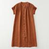 Summer Casual Japanese Women Pleated Short Sleeve Dress Vintage Loose Comfortable A-line Mid Length Dresses