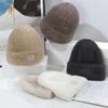 Herbst und Winter Neuer Hut Damen Großer Kopf Um die Buchstaben Wollmütze Imitation Zobelwolle Herbst und Winter Warme Strickmütze
