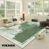 Sage Green Minimalist Bordered Area Rug, Soft Non-Slip Floor Carpet for Living Room, Bedroom  Modern Home
