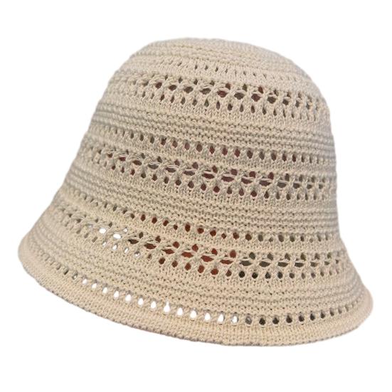 Basin Hat Hand-Crocheted Hollow Design Fisherman Hat Short Brim UV Protection Summer Travel Hat Headwear