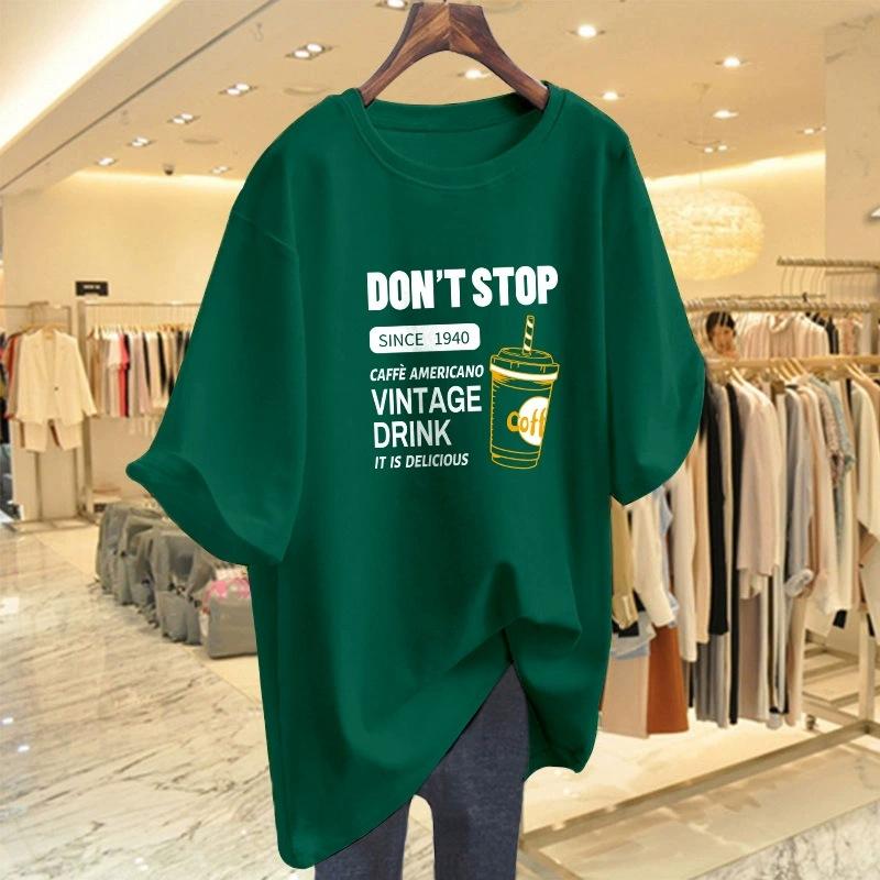 Cartoon Short-sleeved T-shirt Women's Summer New Large Size Loose Medium and Long Half-sleeved T-shirt Pure Cotton Top Bottoming Shirt