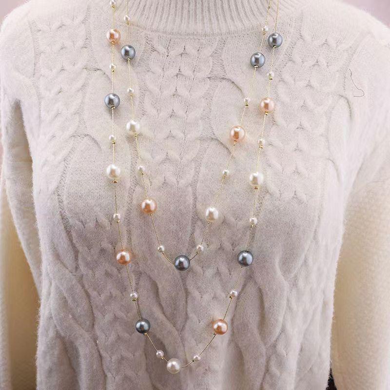 Korean Pearl Necklace: Luxurious Long Sweater Chain for Autumn/Winter