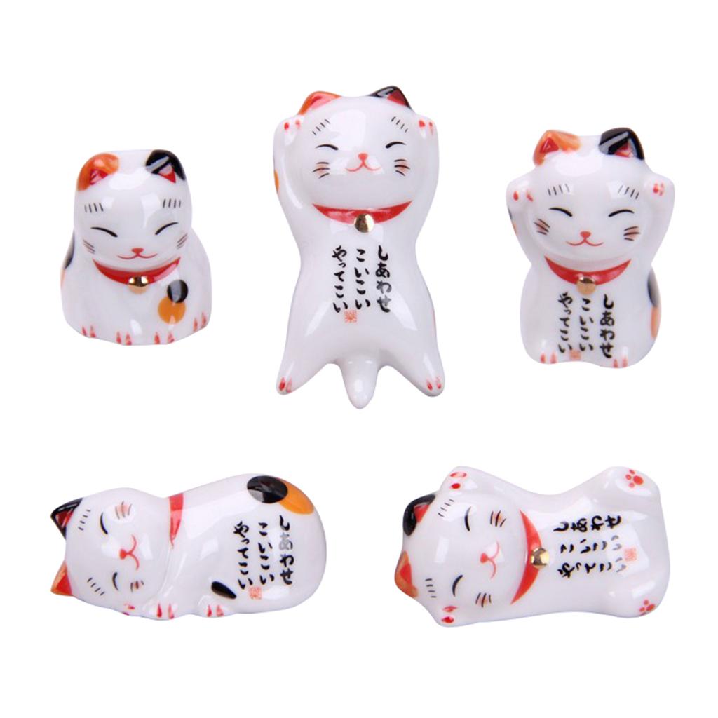 Ceramic Lucky Cat Chopstick Rest Cute Maneki Neko Holder