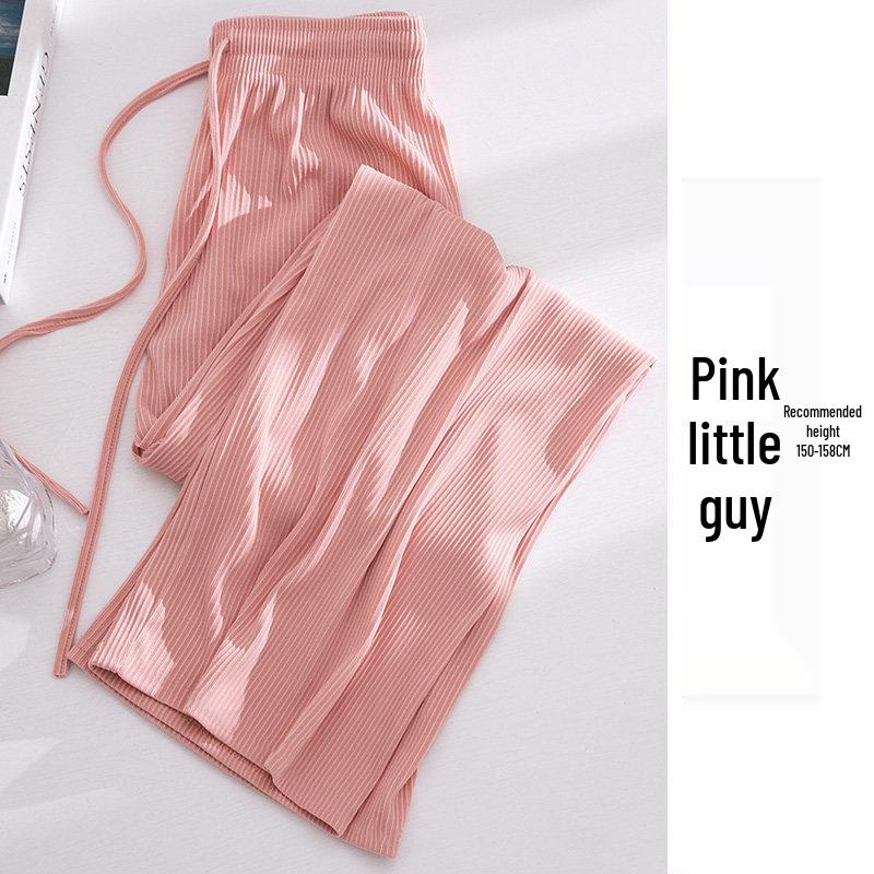 Ice Silk High-Waisted Wide-Leg Pants for Women - Summer Thin Style, Plus Size, Petite, Straight Leg, Drape, Casual, Slimming, Sun Protection