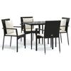 VidaXL Ensemble à manger de jardin coussins 5pcs Noir Résine tressée, ensemble de salle à manger, ensemble de salle à manger 3185096