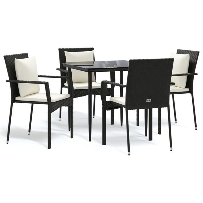 VidaXL Ensemble à manger de jardin coussins 5pcs Noir Résine tressée, ensemble de salle à manger, ensemble de salle à manger 3185096