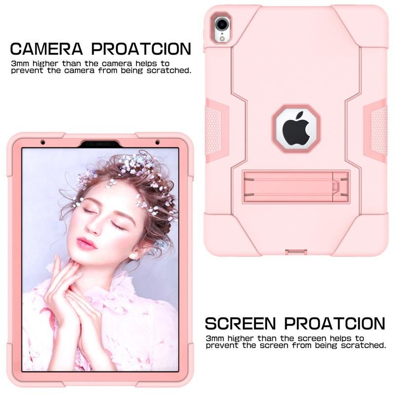 Slim Shockproof Silicone Case With Kickstand IPad Pro 11 Inch 2020 Dual-Tone Design Anti-Slip Cover