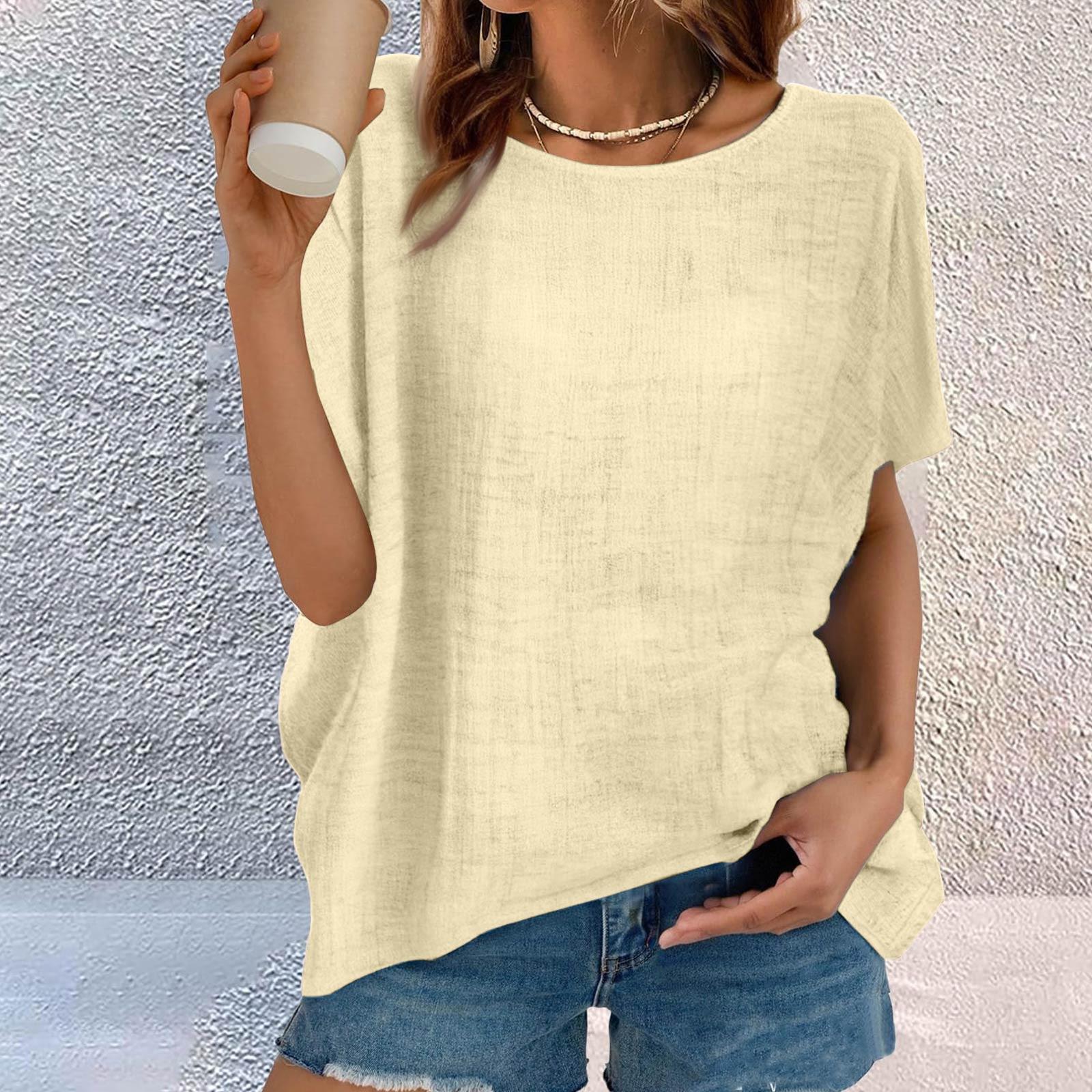 

Женская модная футболка с коротким рукавом, повседневная, литературная, в стиле ретро XL бежевый