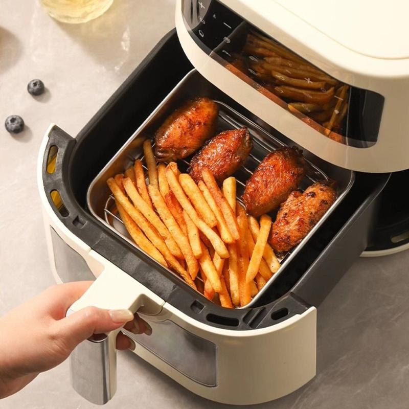 304 Stainless Steel Air Fryer Oil Drain Rack, Heat Resistant & Easy To Clean, Perfect For Home Kitchen Grilling Baking Roasting