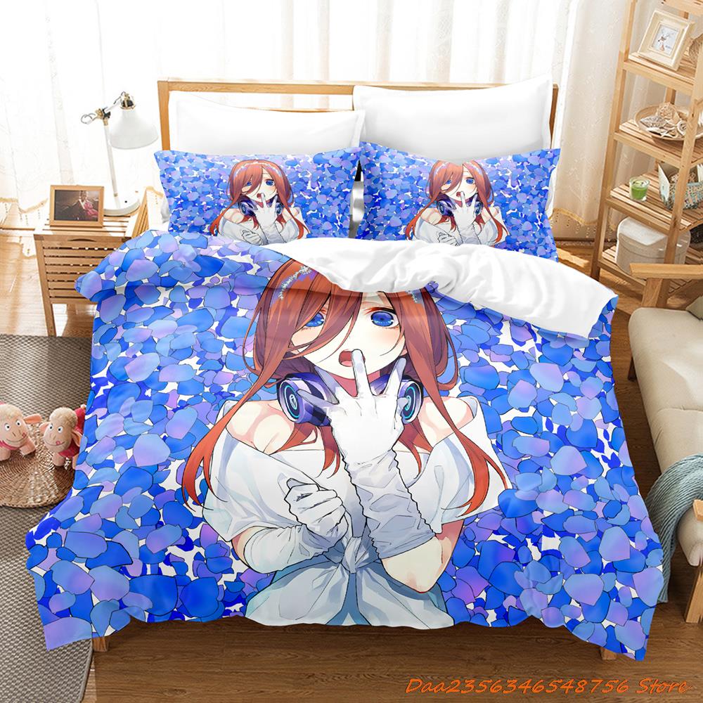 New The Quintessential Quintuplets Bedding Set Cartoon Anime three-piece set Adult Kid Bedroom Duvetcover Sets cama de casa