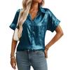 Summer New Casual Loose-fitting Short-sleeved Lapel Metallic Shirt