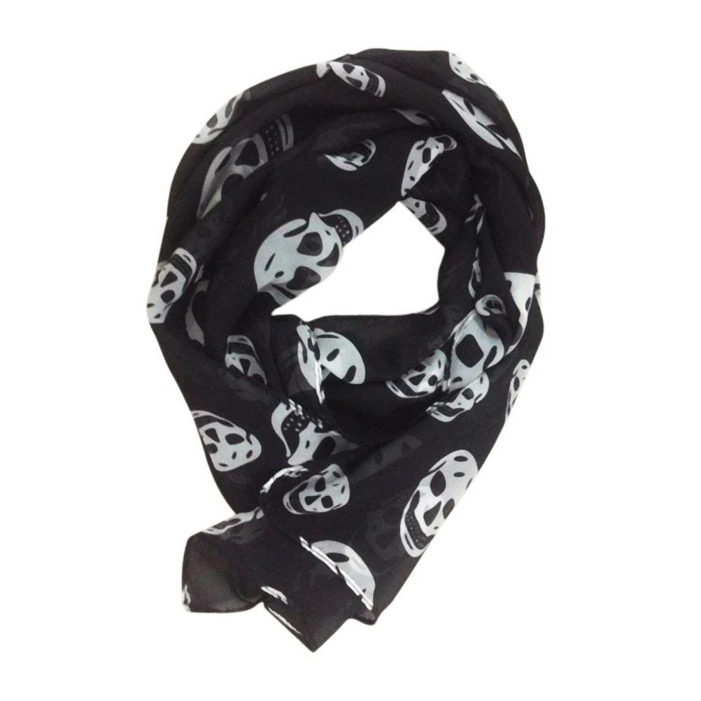 Skull Scarf Long For Women Chiffon Shawl Wraps Hair Head Scarves Neck With Skulls