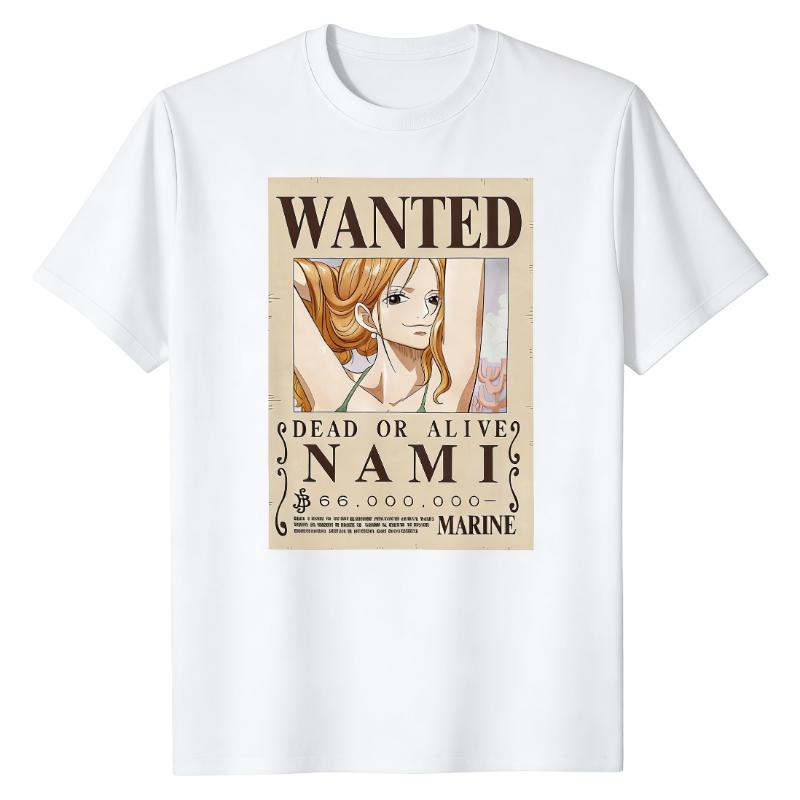 2026 Nami Wanted Poster One Piece TShirt Bounty Notice Graphic Print 100 Cotton Durable Classic Casual Fashion Street Tops S