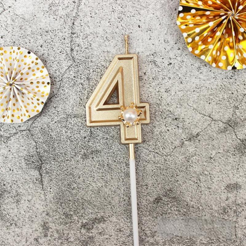 Gold 3D Number Cake Candles Suitable For Birthday Party Decoration Birthday Decoration Cake Decorating Tools