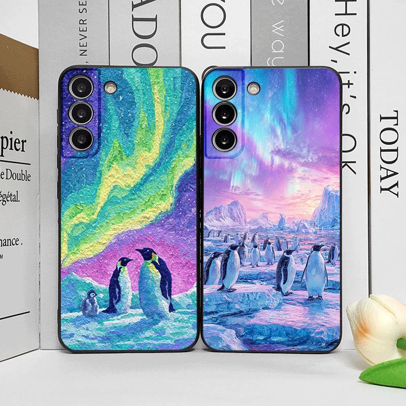 Creative Art Starry Sky Penguin Oil Painting Phone Case for OPPO Reno 13 12 F 11 10 Pro Plus Find X5 X3 Lite X7 PRO Soft Covers