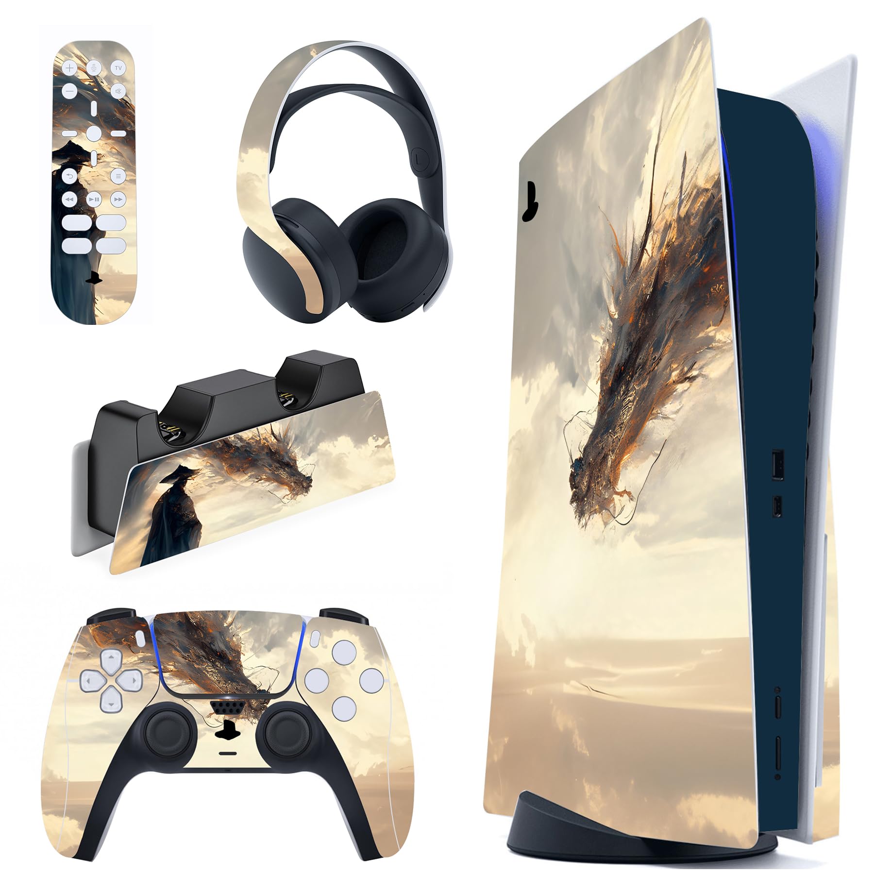 

Наклейка для консолі PlayVital PS5, вінілова наклейка для контролера PS5, гарнітури, пульта дистанційного керування, зарядної станції Walker (дискова версія), & &