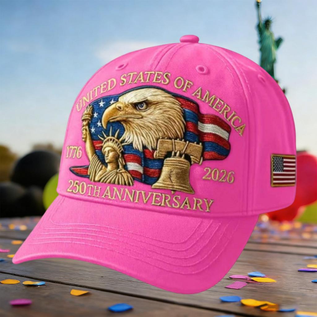 United States of America 250th Anniversary Embroidered Baseball Cap Adjustable Fit American Flag Eagle Statue of Liberty Design