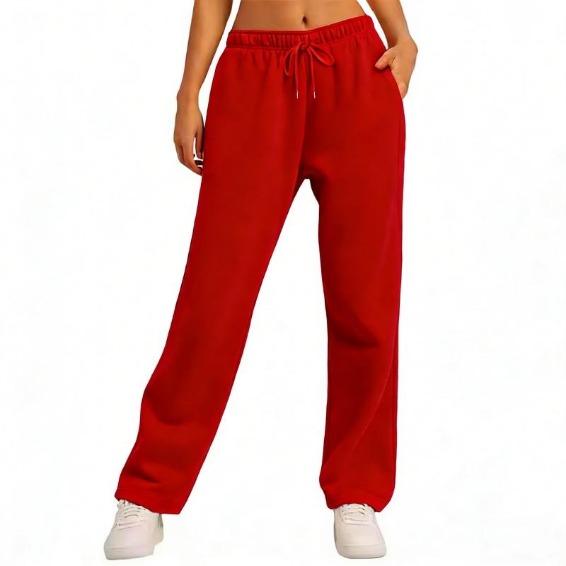 Autumn Winter Women's Solid Color Sweatpants Daily Casual Pants Women's Wide Leg Pants Comfortable Loose Drawstring Women's