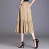 Plus Size High-Waist Pleated A-Line Skirt - Summer Slimming Elastic Swing Skirt for Moms