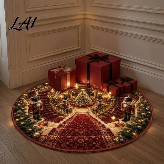 Stylish Home Entrance Carpet Christmas 3D Illusion Rug Black Hole Vortex Visual Effect Mat Non-Slip Indoor Decorative Rug Holiday Door Machine