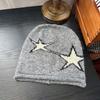 Hip-hop Star Knitted Hat Streetwear Brimless Beanie Cap Versatile Jacquard Woolen Hat  Autumn
