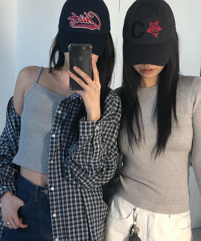 CHICKS Star Logo Cotton Ball Cap Charcoal