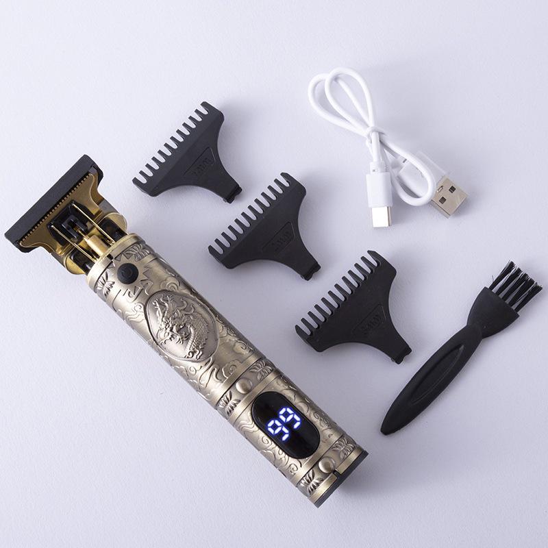 T9 LCD Electric Hair Clipper | Retro Engraving, Oil Head, Professional Home Use