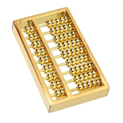 Mini Brass Abacus 9 Gears Chinese Math Calculating Tool for Kids Adult Collection 1.5in