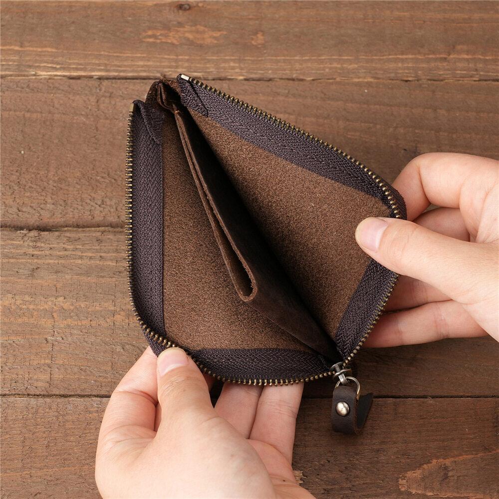Retro Crazy Horse Leather Wallet Men and Womens Coin Purses Small Money Bags Wallets Zipper Pouch Card Holder