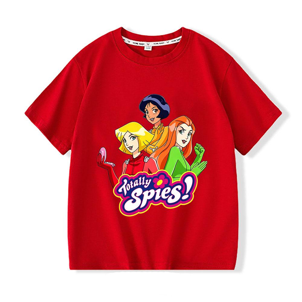 

Retro Totally Spies Children s T-shirt Cartoon Print 100 %Cotton Tees Streetwear Boys Girls Short Sleeve Casual Kids Top Summer 100 красный