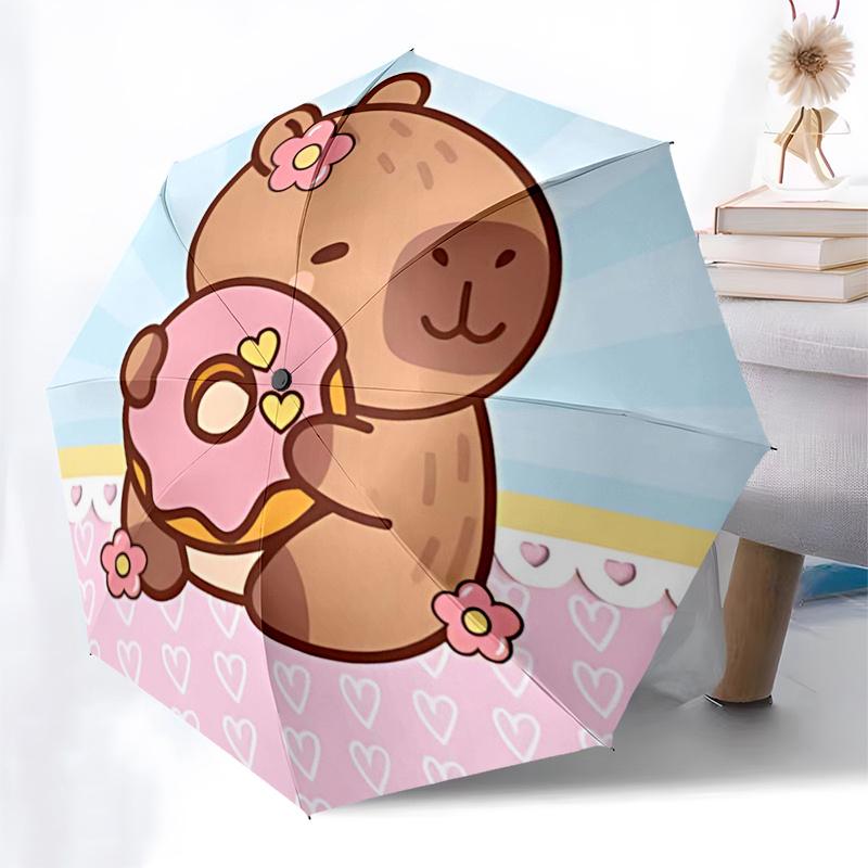 Reiseregenschirm mit Capybara-Motiv - 8 Rippen, Automatisches Öffnen und Schließen, Tragbares faltbares Design, Kompakter und stilvoller Schirm für unterwegs