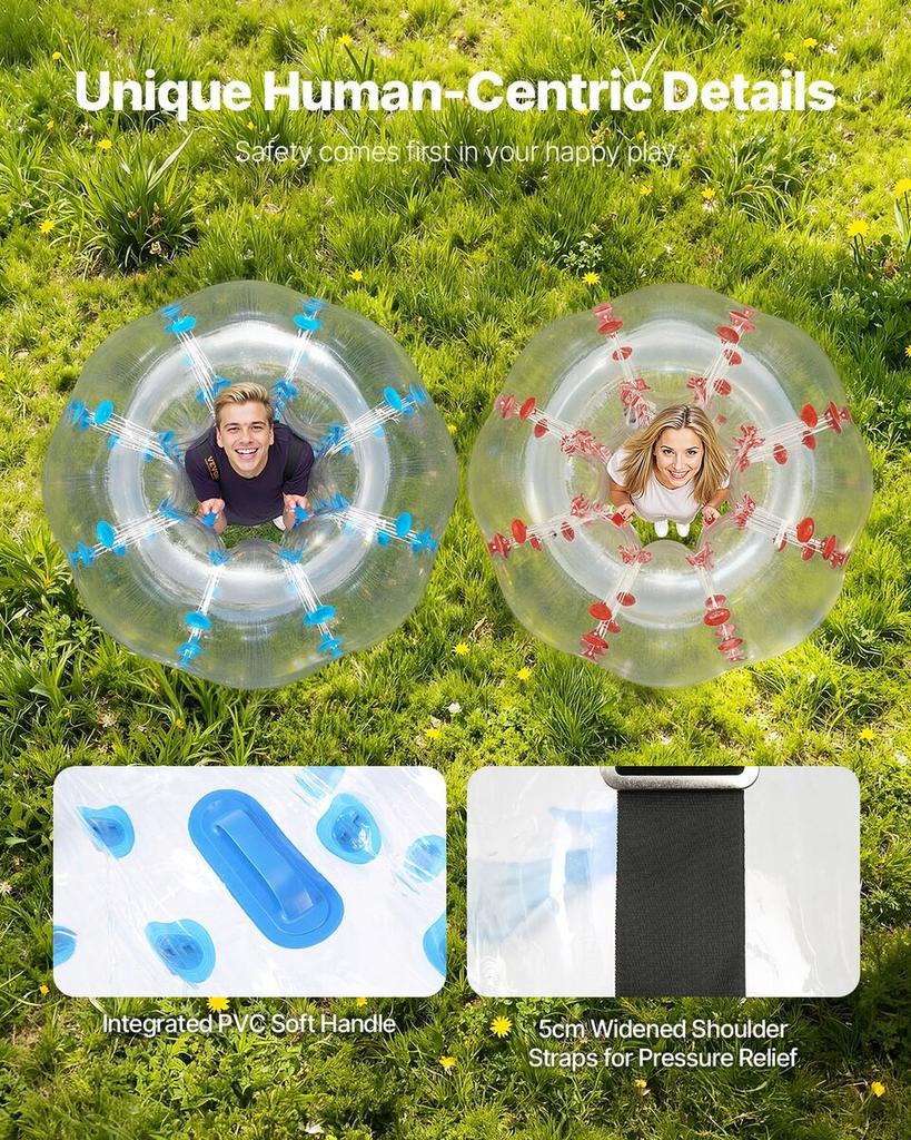 Inflatable Bumper Balls 2-Pack, 5FT/1.5M Body Sumo Zorb Balls for Teen & Adult, 0.8mm Thick PVC Human Hamster Bubble Balls for Outdoor Team Gaming