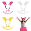 1/3/4pcs Pig Costumes Accessories with Pig Ears Headband,Bowtie,Gloves,Tail,Tutu Skirt Halloween Animal Dress Up Set