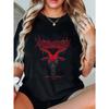Black Oversized T Shirt with Red Devil Skull and Eater of Civilizations Text for Casual Wear and Metal Music Fans