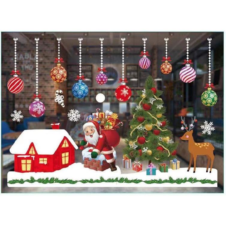 Christmas Window Stickers, Snow Flakes Stickers Christmas Window Decorations Window Clings Decal Wall Stickers, Glass Decal Mural New Year Christmas