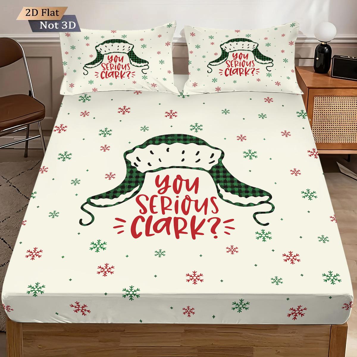 

3Pcs Merry Christmas Snowflake Print Coreless Bed Sheet Set, Multi Size Comfortable Bed Cover Bedroom Bedding Holiday Decoration 90x191