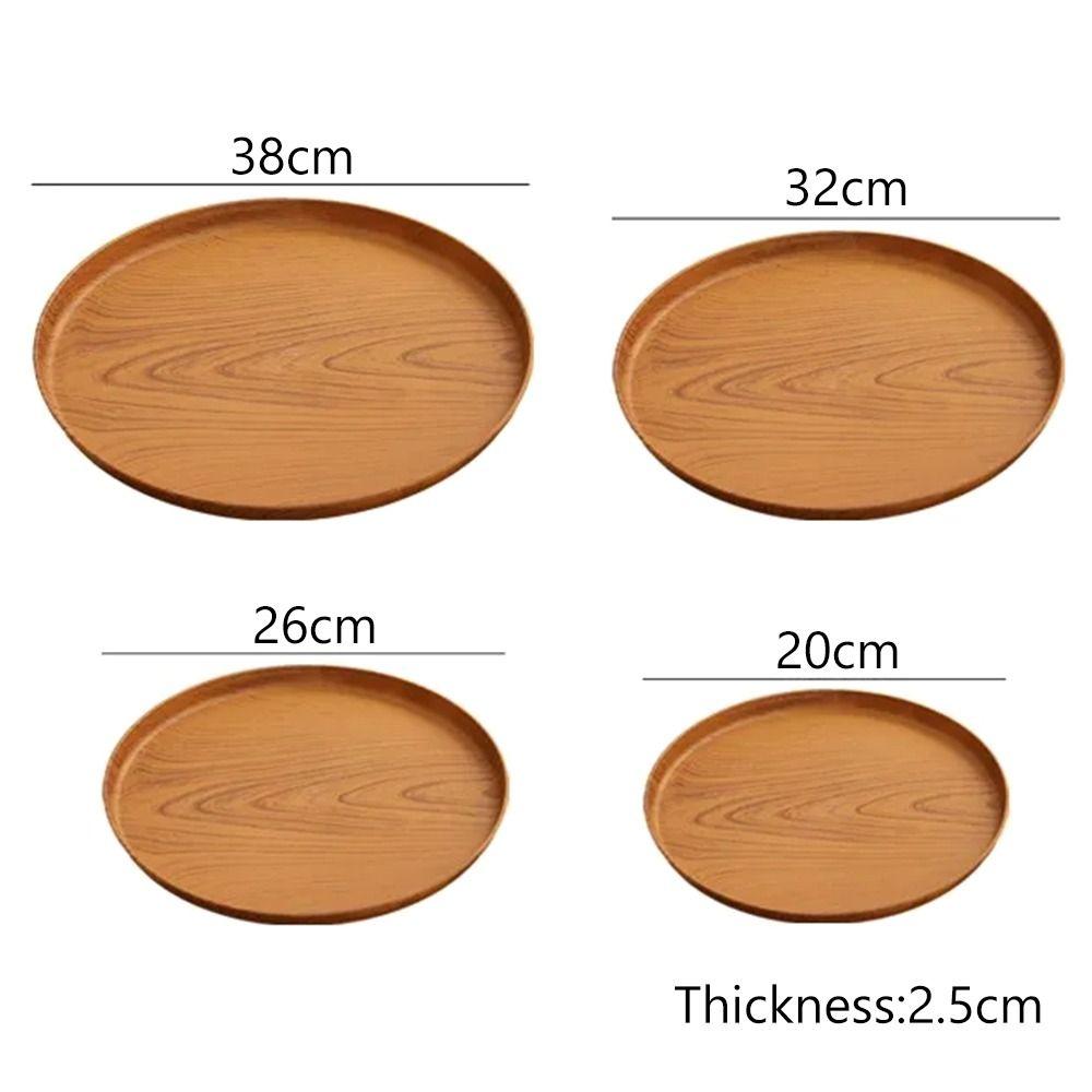 1Pcs Round Water Cup Tray Handmade Dishes Plate Durable Imitation Wooden Tray  Home Use