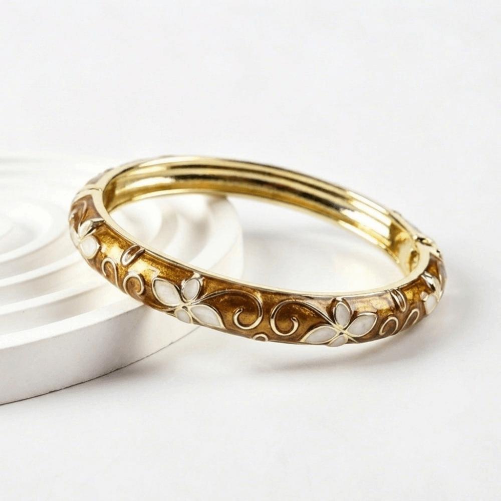 Enamel Flower Bangle Traditional Women's Hand Bracelet Vintage Cloisonne Bangle Jewelry Gifts