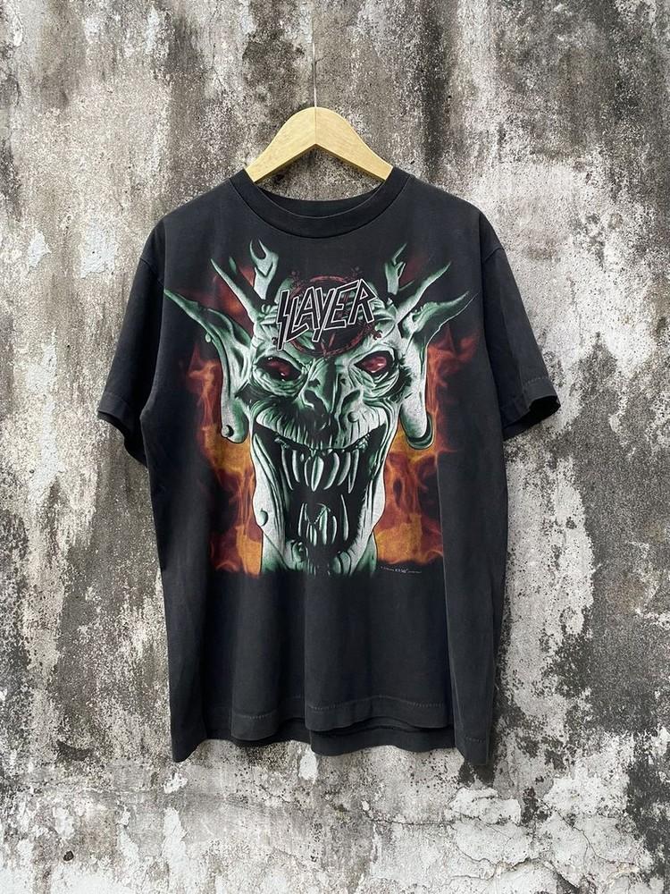 Vintage 90s Slayer Root Of All Black Korte Mouw Unisex T-shirt S-5XL