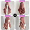 Pink Brown Curly Wigs Air Bangs 24 Inch  Fiber Synthetic Wigs Heat-resistant Natural Party or Selfie For Women Korean Fashion