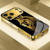 Crown Golden Lion Print Metallic Tempered Glass Phone Case For iPhone 18 17 16 15 14 13 12 11 Pro Max 14 Plus 17 Air 16E Cover